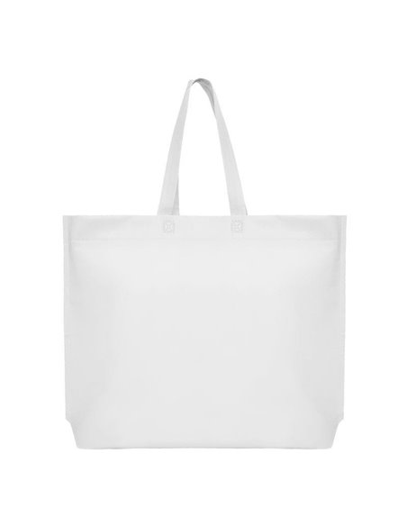 Τσάντα non woven λευκή Υ40x54x10εκ πιέτα. Δυνατότητα εκτύπωσης