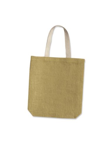 Τσάντα, Y38x8x38εκ από γιούτα/λινάτσα  με λευκές λαβές