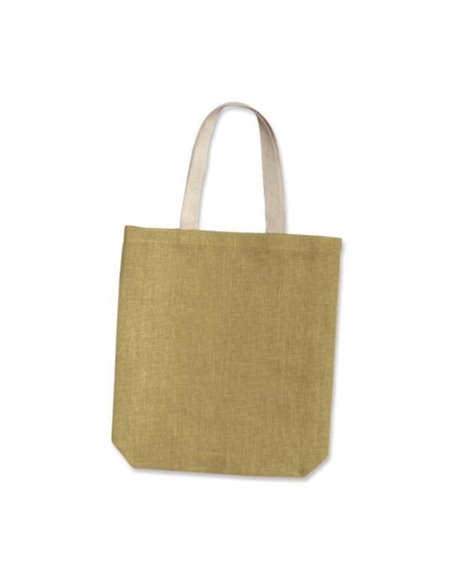 Τσάντα, Y38x8x38εκ από γιούτα/λινάτσα  με λευκές λαβές