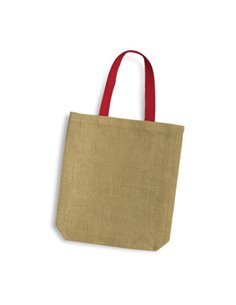 Τσάντα, Y38x8x38εκ από γιούτα/λινάτσα με κόκκινες λαβές