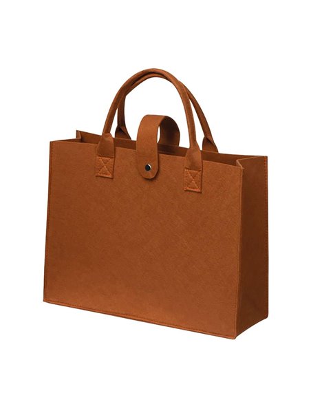 Τσάντα χειρός από τσόχα καφέ με χερούλια δερματίνης Υ41,5x43,5x9εκ.