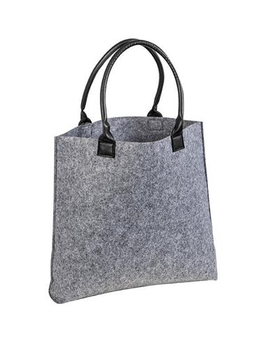 Τσάντα χειρός από τσόχα γκρι, με χερούλια δερματίνης Υ41,5x43,5x9εκ.