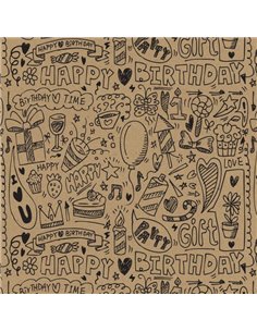Next χαρτί περιτυλίγματος κραφτ "Happy Birthday" 16 φύλλα 70x100εκ. 70γρ.