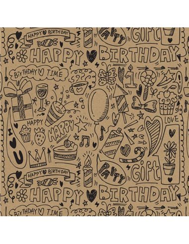Next χαρτί περιτυλίγματος κραφτ "Happy Birthday" 16 φύλλα 70x100εκ. 70γρ.