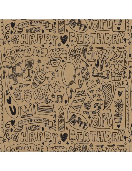 Next χαρτί περιτυλίγματος κραφτ "Happy Birthday" 16 φύλλα 70x100εκ. 70γρ.