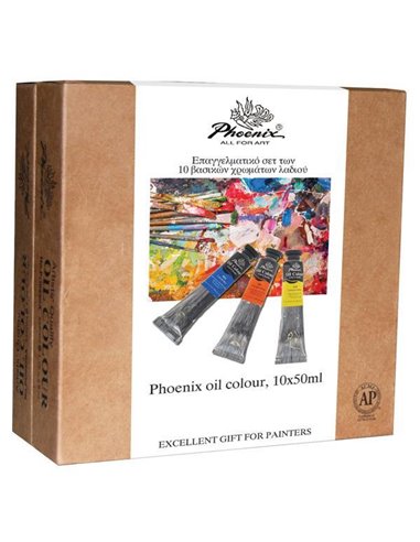 Phoenix επαγγελματικό σετ χρωμάτων λαδιού, 10 τεμάχια, 50ml/τεμ.