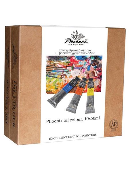 Phoenix επαγγελματικό σετ χρωμάτων λαδιού, 10 τεμάχια, 50ml/τεμ.