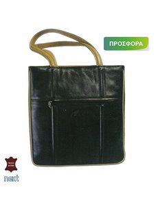 Δερμάτινη τσάντα γυναικεία 30x6x31.5εκ. μαύρο-καφέ