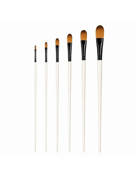 Πινέλα ζωγραφικής με κοντή λαβή oval μύτη σετ 6 τεμαχίων