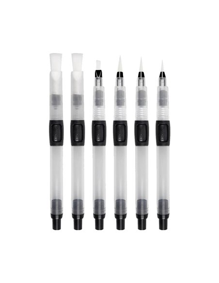 Πινέλα με Δοχείο Νερού για Ακουαρέλα σετ 6 τεμ με διάφορες μύτες.