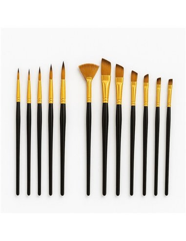 Πινέλα ζωγραφικής κοντή λαβή σετ 12 τεμαχίων