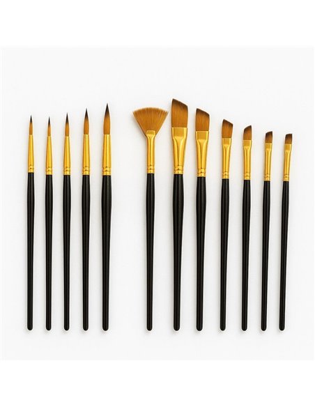 Πινέλα ζωγραφικής κοντή λαβή σετ 12 τεμαχίων