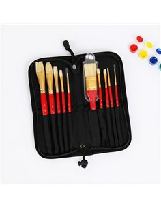 Πινέλα ζωγραφικής μακριά λαβή σετ 10 τεμαχίων σε θήκη