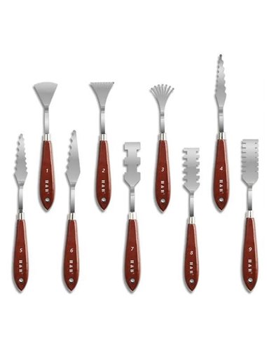 Σετ σπάτουλες 9 τεμάχια με ξύλινη λαβή