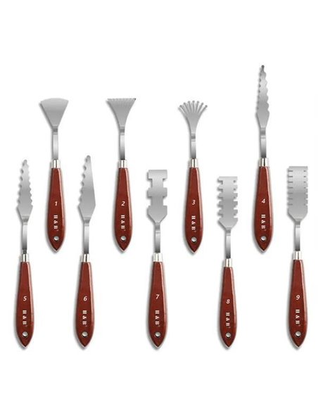 Σετ σπάτουλες 9 τεμάχια με ξύλινη λαβή