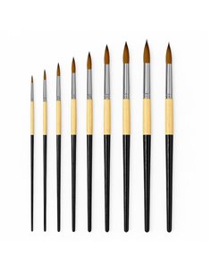 Πινέλα ζωγραφικής μακριά λαβή σετ 9 τεμαχίων στρογγυλή μύτη