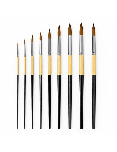 Πινέλα ζωγραφικής μακριά λαβή σετ 9 τεμαχίων στρογγυλή μύτη