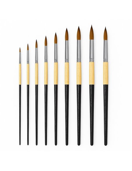 Πινέλα ζωγραφικής μακριά λαβή σετ 9 τεμαχίων στρογγυλή μύτη