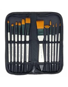 Πινέλα ζωγραφικής κοντή λαβή σετ 12 τεμαχίων σε θήκη