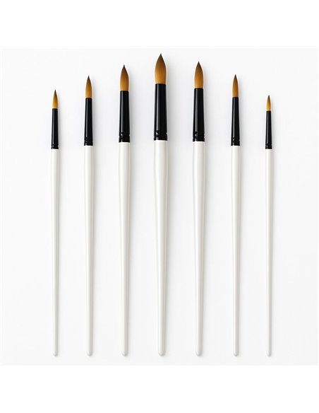 Πινέλα ζωγραφικής με κοντή λαβή στρογγυλή μύτη σετ 6 τεμαχίων