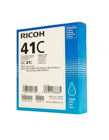 Gel Color Laser Ricoh GELGC41C 405762 Cyan 2.2k Pgs