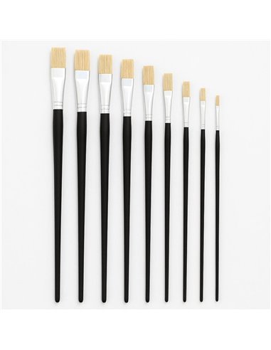 Πινέλα ζωγραφικής μακριά λαβή σετ 9 τεμαχίων flat μύτη