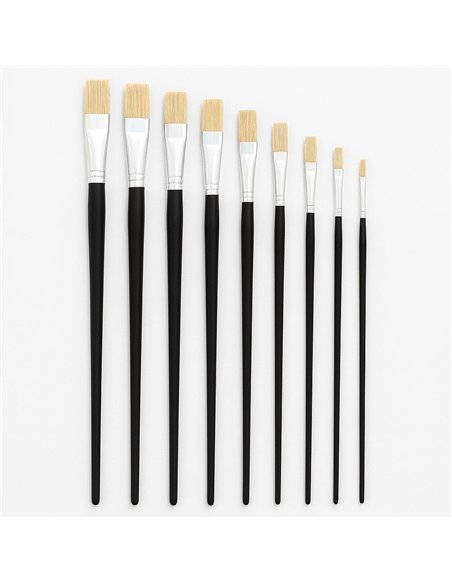 Πινέλα ζωγραφικής μακριά λαβή σετ 9 τεμαχίων flat μύτη