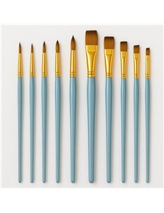 Πινέλα ζωγραφικής κοντή λαβή σετ 10 τεμαχίων