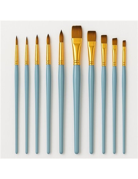 Πινέλα ζωγραφικής κοντή λαβή σετ 10 τεμαχίων
