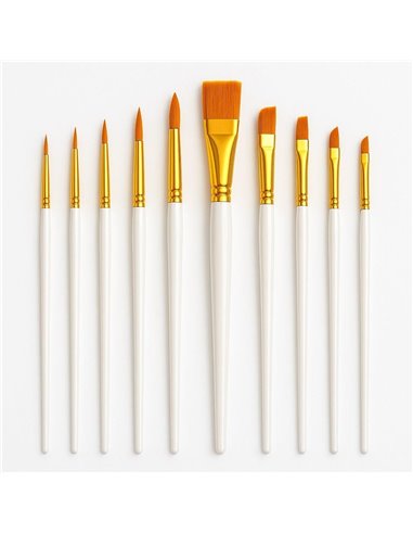 Πινέλα ζωγραφικής κοντή λαβή σετ 10 τεμαχίων