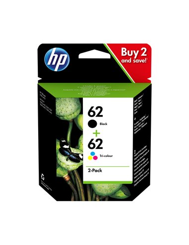 HP 62 2-pack Black Tri-color Original Ink Cartridges