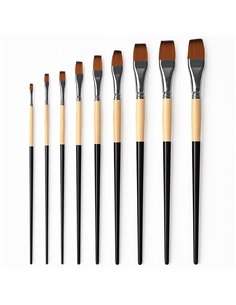 Πινέλα ζωγραφικής μακριά λαβή σετ 9 τεμαχίων flat μύτη