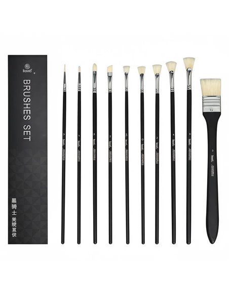 Πινέλα ζωγραφικής μακριά λαβή σετ 10 τεμαχίων