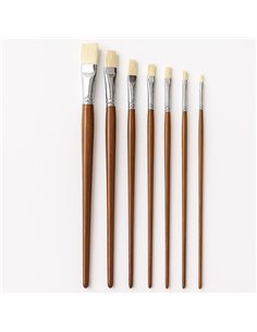 Πινέλα ζωγραφικής μακριά λαβή σετ 7 τεμαχίων flat μύτη