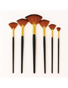 Πινέλα ζωγραφικής βεντάλια κοντή λαβή σετ 6 τεμαχίων