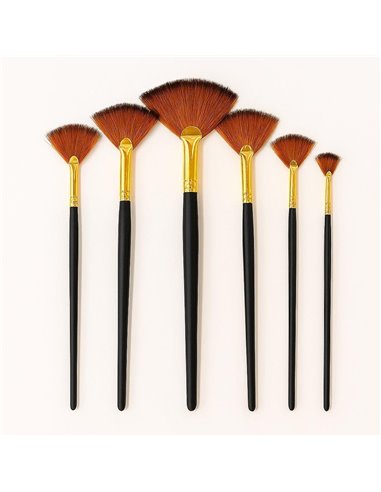 Πινέλα ζωγραφικής βεντάλια κοντή λαβή σετ 6 τεμαχίων