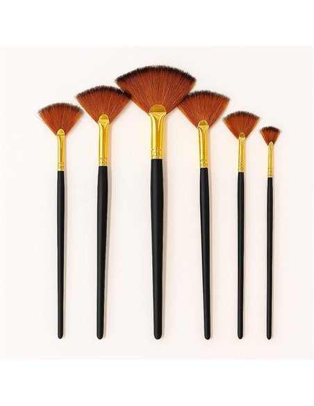 Πινέλα ζωγραφικής βεντάλια κοντή λαβή σετ 6 τεμαχίων