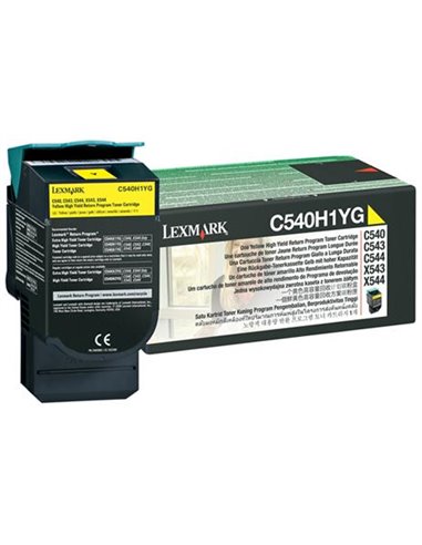 Toner Laser Lexmark C540H1Y Yellow Standard Yield 2.K Pgs