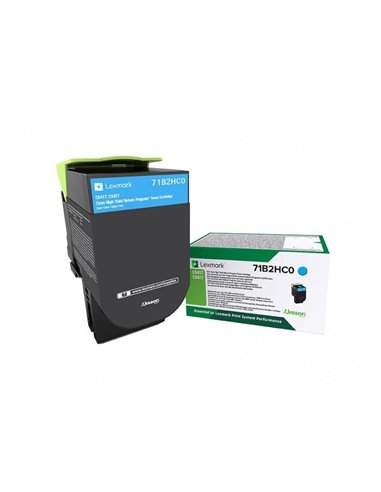 Toner Laser Lexmark 71B2HC0 High Yield Cyan -3.5k Pgs