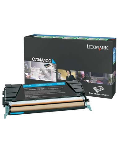 Toner Laser Lexmark C734A6C Cyan Standard 6K Pgs