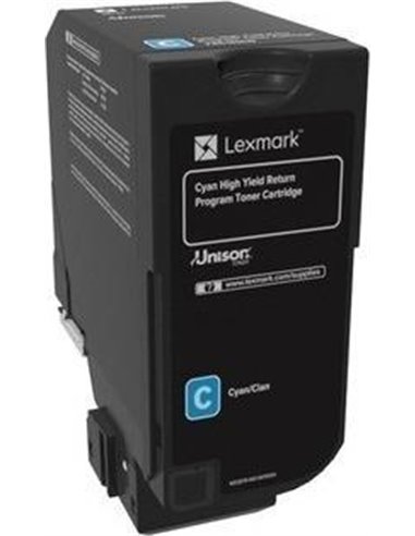 Toner Laser Lexmark 74C2HC0 High Yield Cyan -12k Pgs