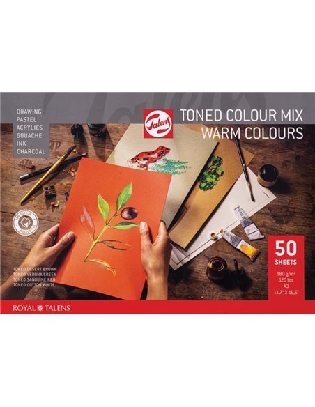 Talens μπλοκ mix θερμών χρωμάτων 50φυλ. Α3 180 γρ.