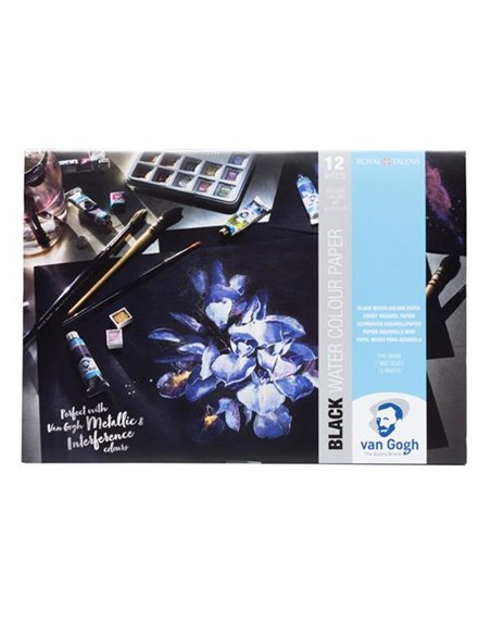 Talens van gogh μπλοκ μαύρο για νερομπογιές Α4 360γρ.