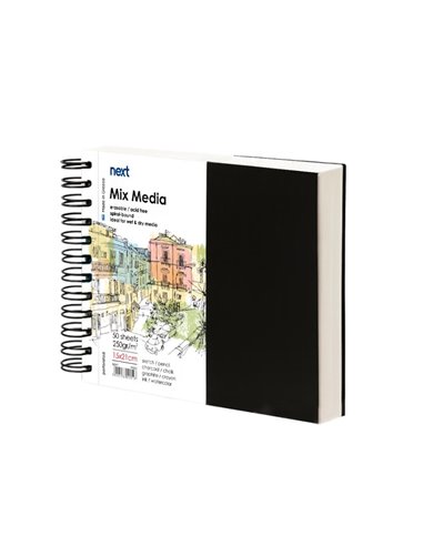Next Sketch book Mix Media 50 φύλλα 250γρ. 15x21εκ. σκληρό καπάκι σπιράλ