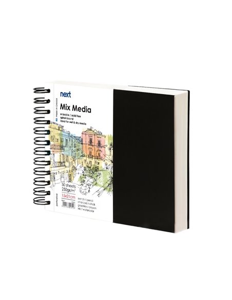 Next Sketch book Mix Media 50 φύλλα 250γρ. 15x21εκ. σκληρό καπάκι σπιράλ