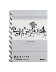 Comix μπλοκ σχεδίου Β5 40 φύλλα χαρτί λευκό 100γρ (17,5x25 εκ.)