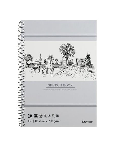 Comix μπλοκ σχεδίου Β5 40 φύλλα χαρτί λευκό 100γρ (17,5x25 εκ.)