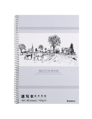 Comix μπλοκ σχεδίου Α4 40 φύλλα χαρτί λευκό 100γρ (21x29,7 εκ.)