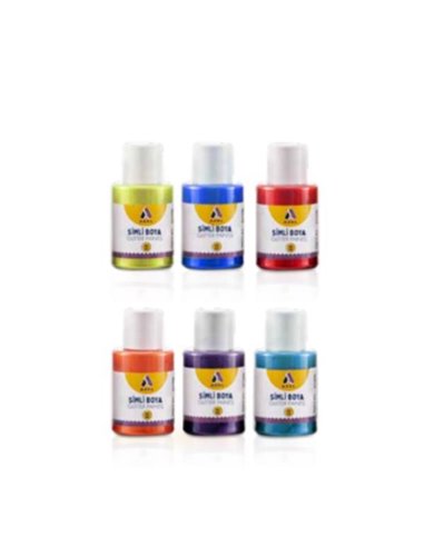 Adel σετ 6 ακρυλικών χρωμάτων Glitter, 25ml ανά χρώμα