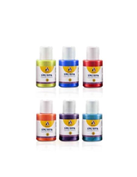 Adel σετ 6 ακρυλικών χρωμάτων Glitter, 25ml ανά χρώμα